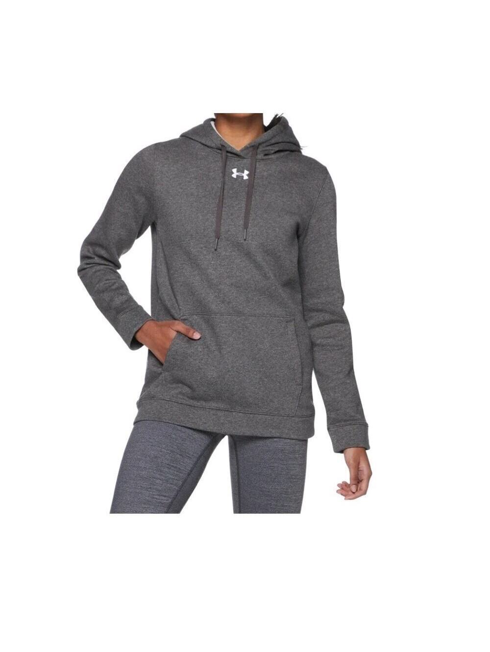 Under Armour Women's Hustle Hoodie Carbon Heather Gray Pullover Sweater Size L